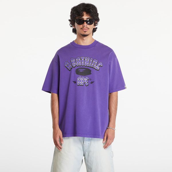 A BATHING APE Majica A BATHING APE Garment Dye Rhinestone Logo Relaxed Fit Short Sleeve Tee Purple L