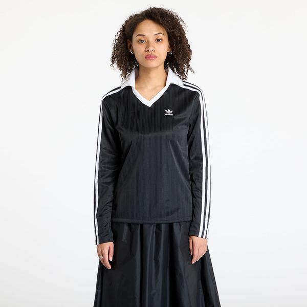 adidas Originals Majica adidas Adicolor Football Jacquard V-Neck Long Sleeve Tee Black/ Black XS