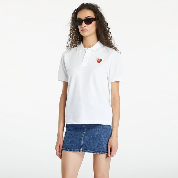 Comme des Garçons PLAY Majica Comme des Garçons PLAY Emblem Knit Short Sleeve Tee UNISEX White L