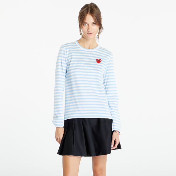 Comme des Garçons PLAY Majica Comme des Garçons PLAY Heart Logo Long Sleeve Tee Clear Sky/ White XS