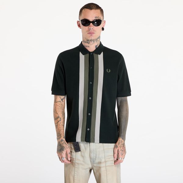 FRED PERRY Majica FRED PERRY Panelled Button Through Polo Shirt Night Green L