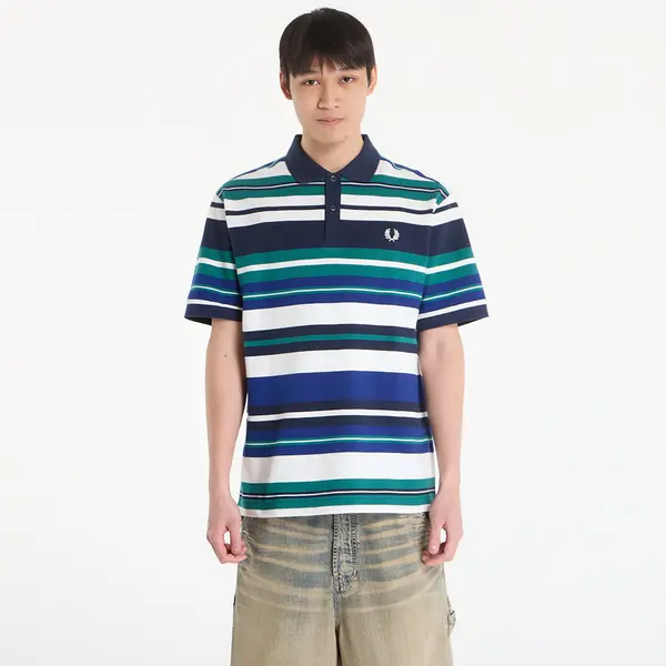 FRED PERRY Majica FRED PERRY Striped Relaxed Polo Shirt Deep Mint M