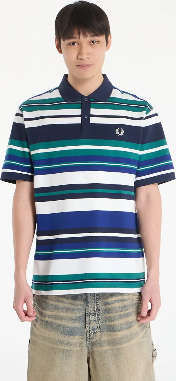 FRED PERRY Majica FRED PERRY Striped Relaxed Polo Shirt Deep Mint M