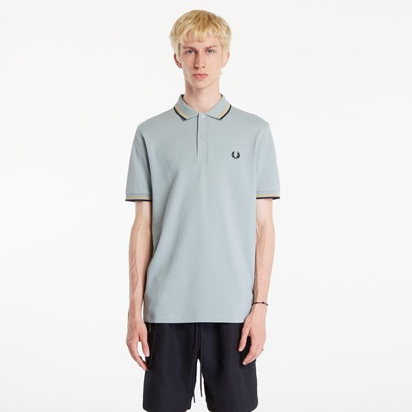 FRED PERRY Majica FRED PERRY The Twin Tipped Polo Short Sleeve Tee Silver Blue/ Dark Caramel/ Black M