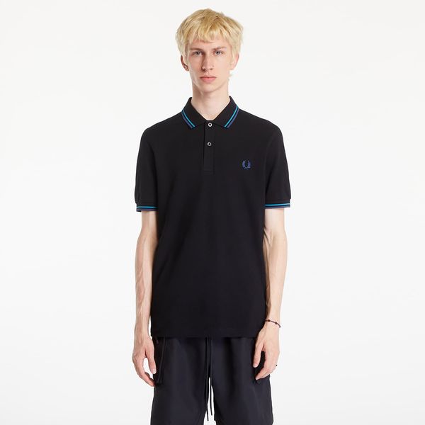 FRED PERRY Majica FRED PERRY The Twin Tipped Polo T-Shirt Black/ Cybl/ Midnight Blue L
