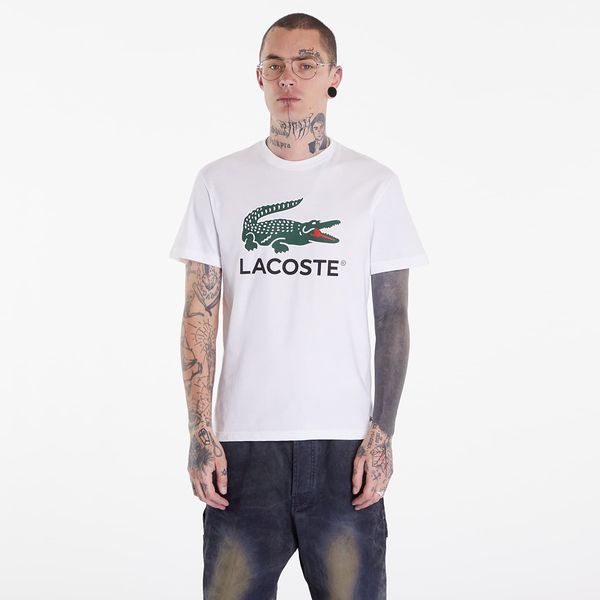 LACOSTE Majica LACOSTE Cotton Jersey Signature Print T-Shirt White M