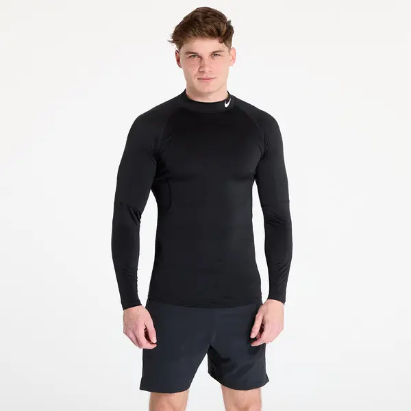 Nike Majica Nike Pro Men's Dri-FIT Fitness Mock-Neck Long-Sleeve Top Black/ White M