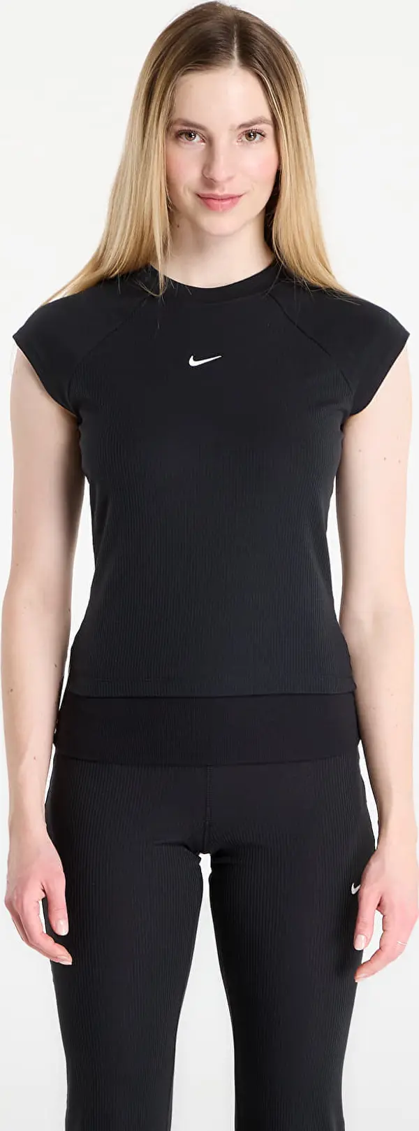 Nike Majica Nike Sportswear Chill Knit Women's Tight Short-Sleeve Ribbed Top Black/ Sail XL