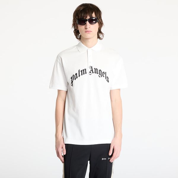 Palm Angels Majica Palm Angels Curved Logo Shortsleeve Polo T-Shirt Off White/ Black M