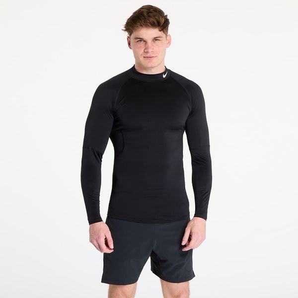 Nike Majica s tankom Nike Pro Men's Dri-FIT Fitness Mock-Neck Long-Sleeve Top Black/ White L