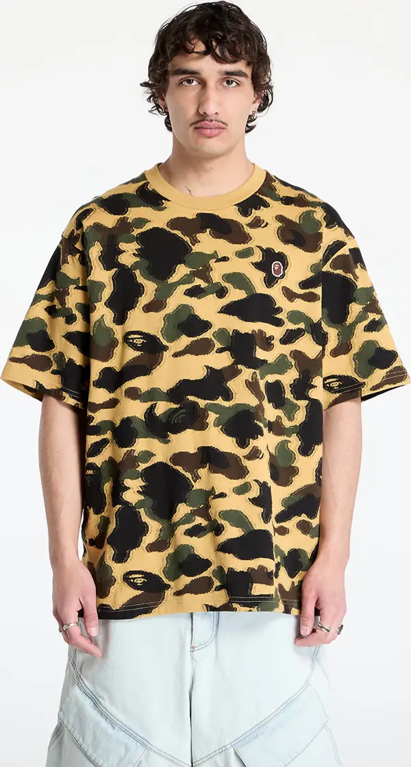 A BATHING APE Majice A BATHING APE 1St Camo Jacquard Ape Head Relaxed Fit Tee UNISEX Yellow XL
