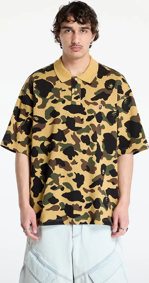 A BATHING APE Majice A BATHING APE 1St Camo Jacquard Relaxed Fit Polo Shirt UNISEX Yellow L