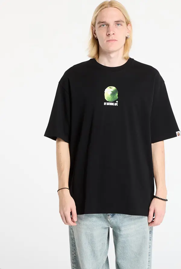 A BATHING APE Majice A BATHING APE Apple Graphic By Bathing Ape Relaxed Fit Tee Black S