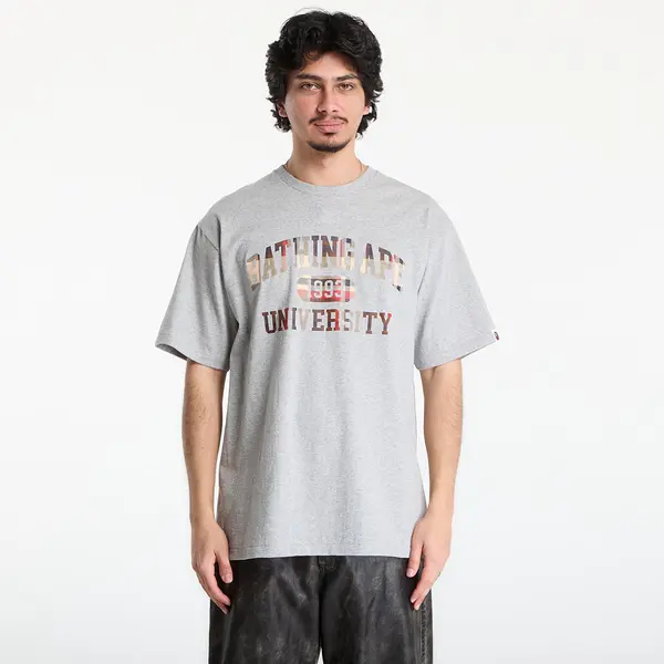 A BATHING APE Majice A BATHING APE Bape Check University College Logo Tee UNISEX Gray S
