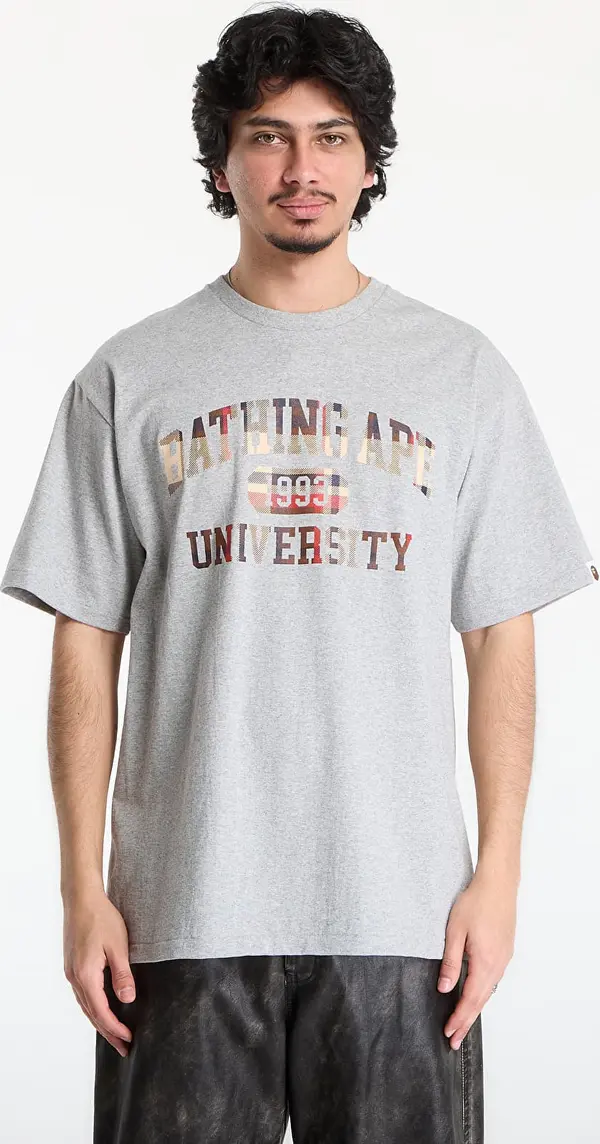 A BATHING APE Majice A BATHING APE Bape Check University College Logo Tee UNISEX Gray XXL
