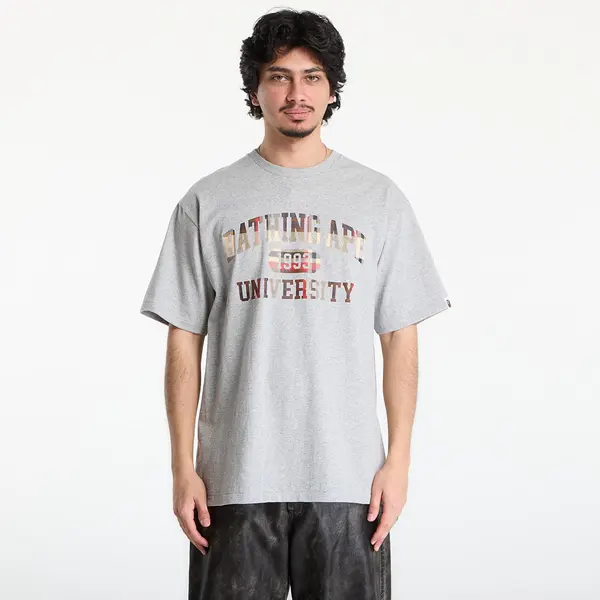 A BATHING APE Majice A BATHING APE Bape Check University College Logo Tee UNISEX Gray XXL