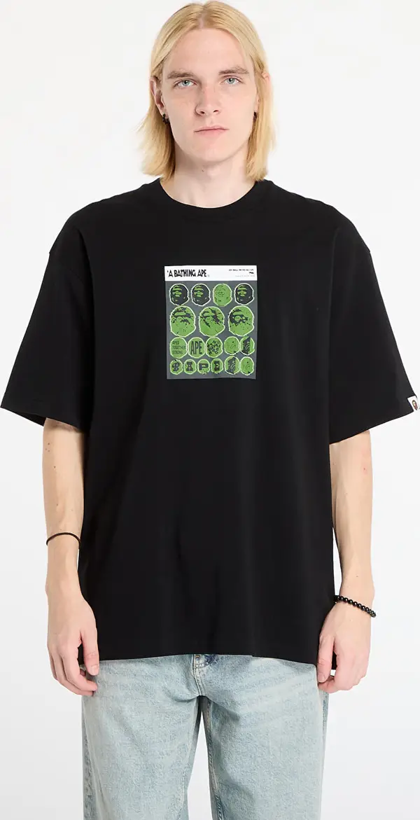 A BATHING APE Majice A BATHING APE Bape Sticker Graphic Relaxed Fit Tee Black XL