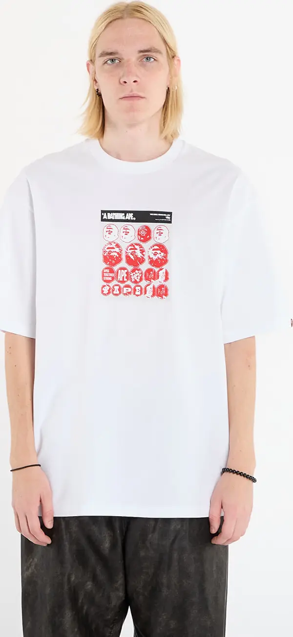 A BATHING APE Majice A BATHING APE Bape Sticker Graphic Relaxed Fit Tee White XXL