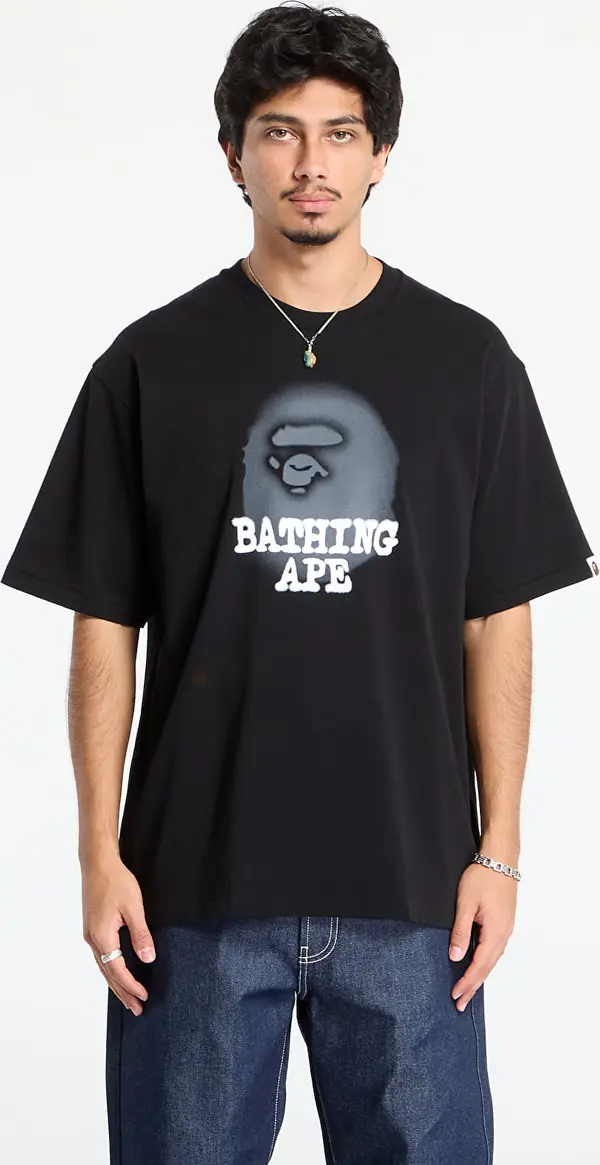 A BATHING APE Majice A BATHING APE Bathing Ape Logo Relaxed Fit Tee Black XXL