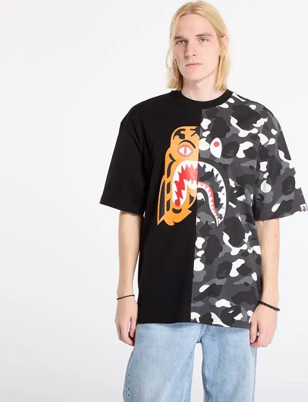 A BATHING APE Majice A BATHING APE City Camo Tiger Shark Relaxed Fit Tee UNISEX Black XL
