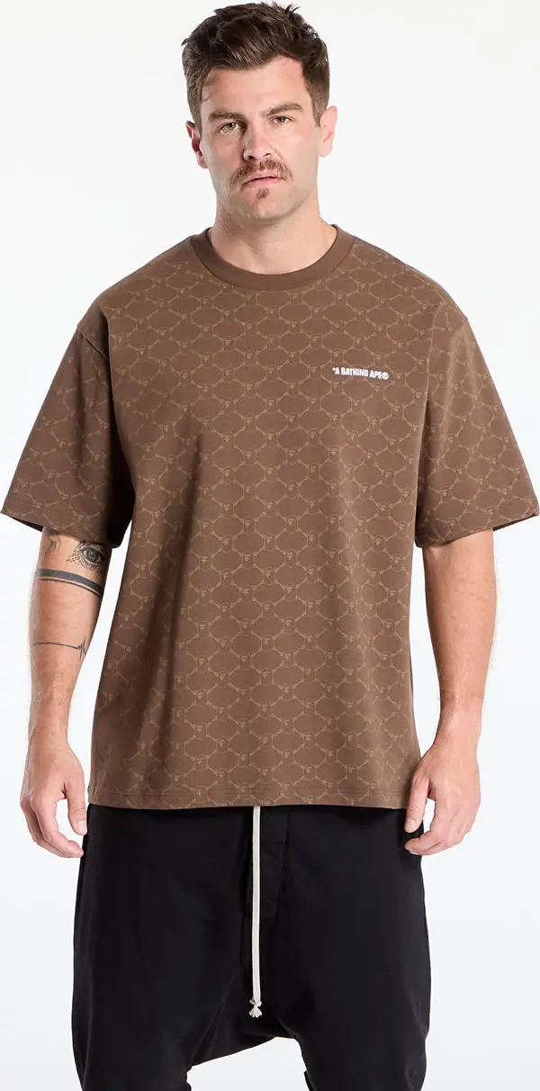 A BATHING APE Majice A BATHING APE College Monogram Logo Relaxed Fit Tee UNISEX Brown S
