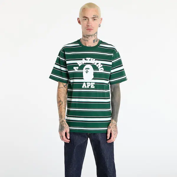 A BATHING APE Majice A BATHING APE College Stripe Tee Green L