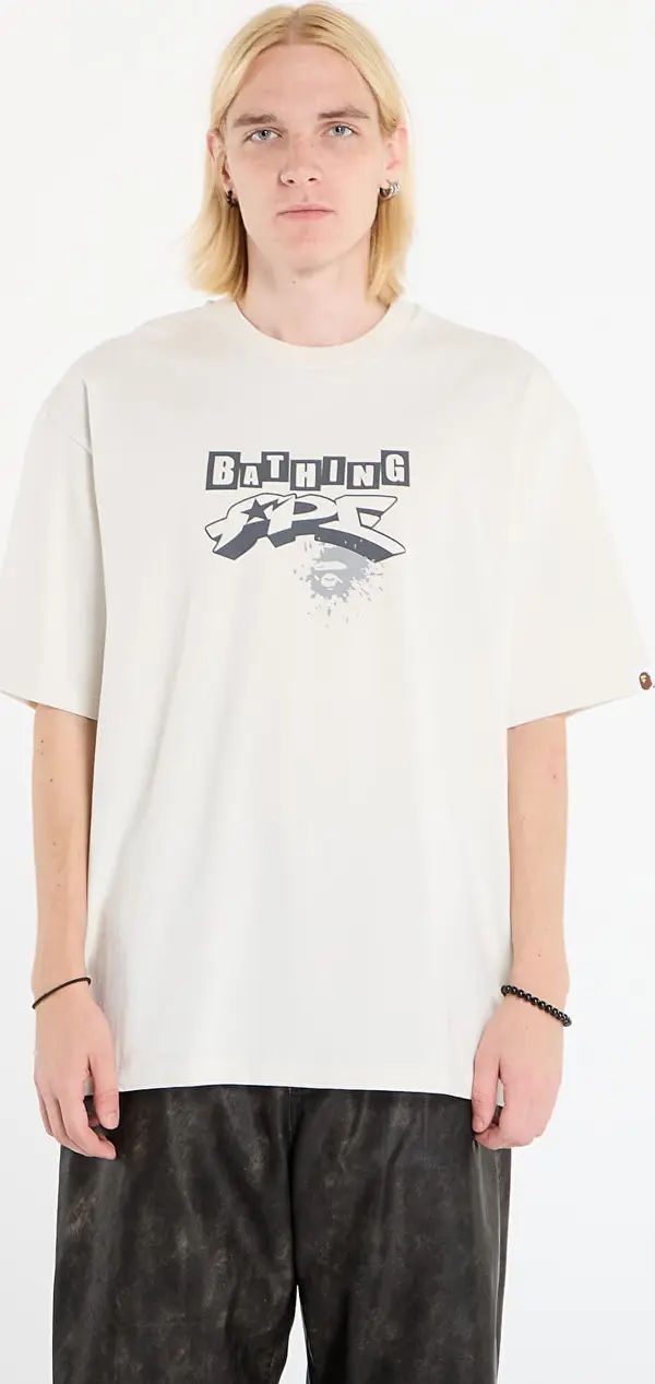 A BATHING APE Majice A BATHING APE Graffiti Bape Logo Relaxed Fit Tee 1 Ivory M