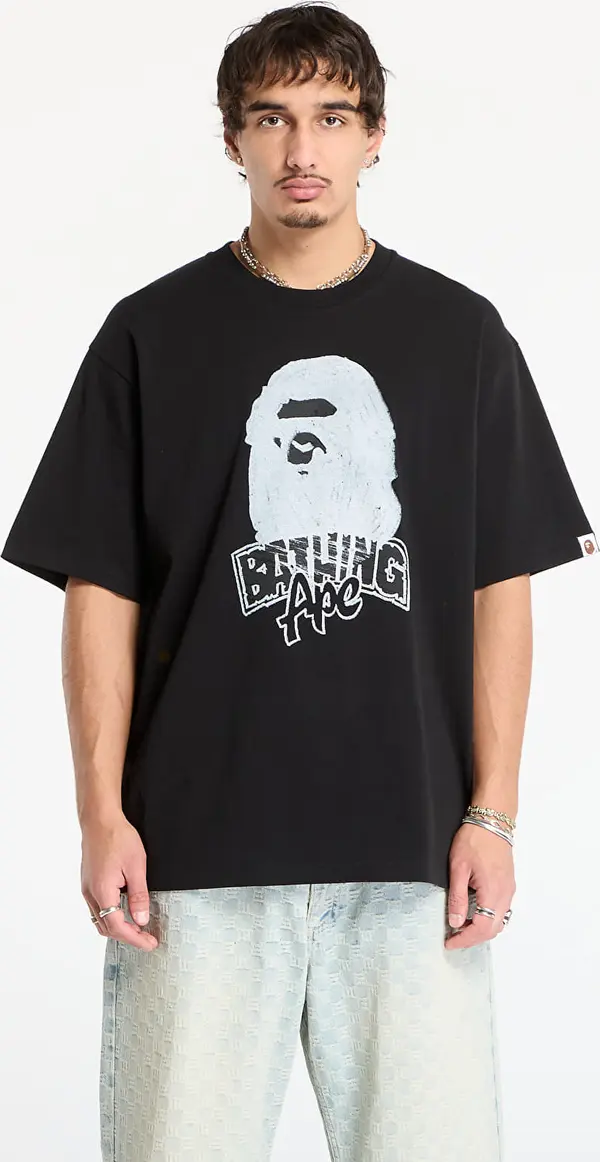 A BATHING APE Majice A BATHING APE Hand Drawn Ape Head Relaxed Fit Tee Black XL