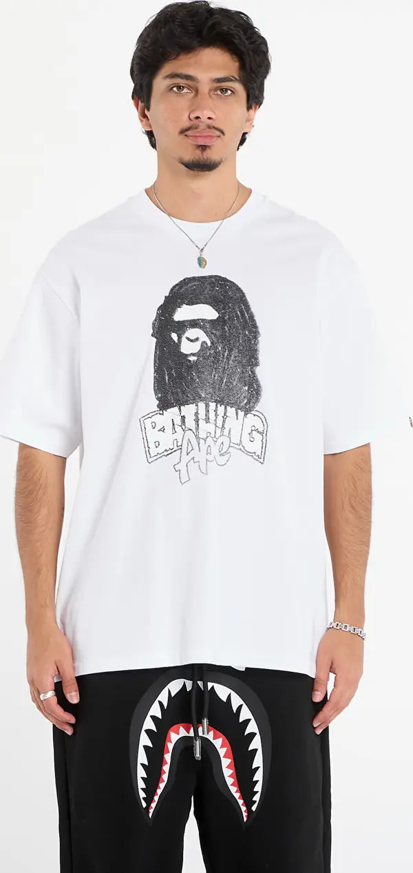 A BATHING APE Majice A BATHING APE Hand Drawn Ape Head Relaxed Fit Tee White L