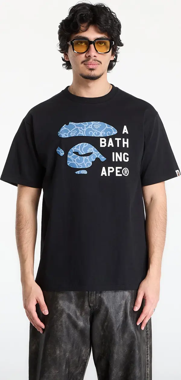 A BATHING APE Majice A BATHING APE Japanese Cloud Camo Bape Face Tag Tee UNISEX Black L