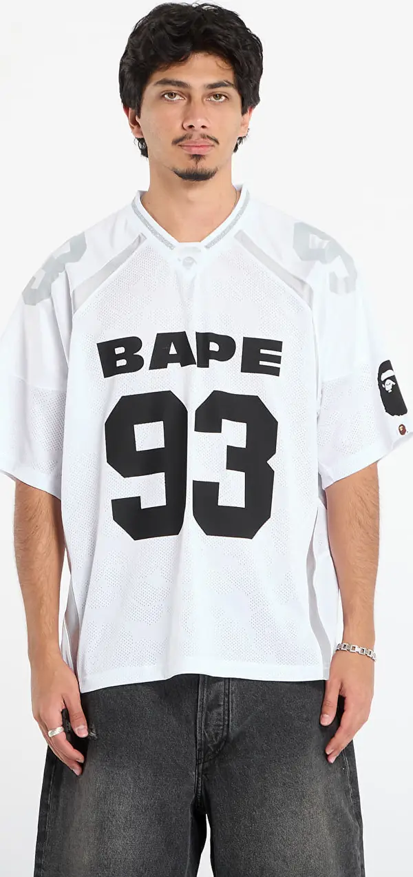 A BATHING APE Majice A BATHING APE Line Camo Jacquard Relaxed Fit Football Jersey White L