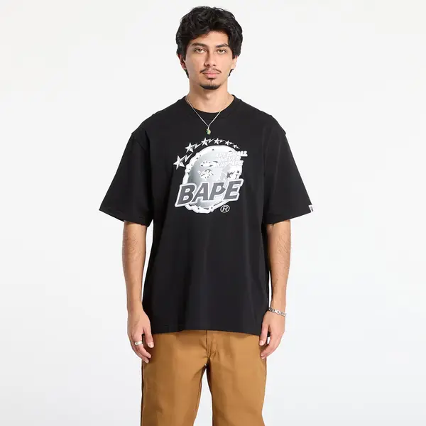 A BATHING APE Majice A BATHING APE Metal Ape Head Relaxed Fit Tee Black S