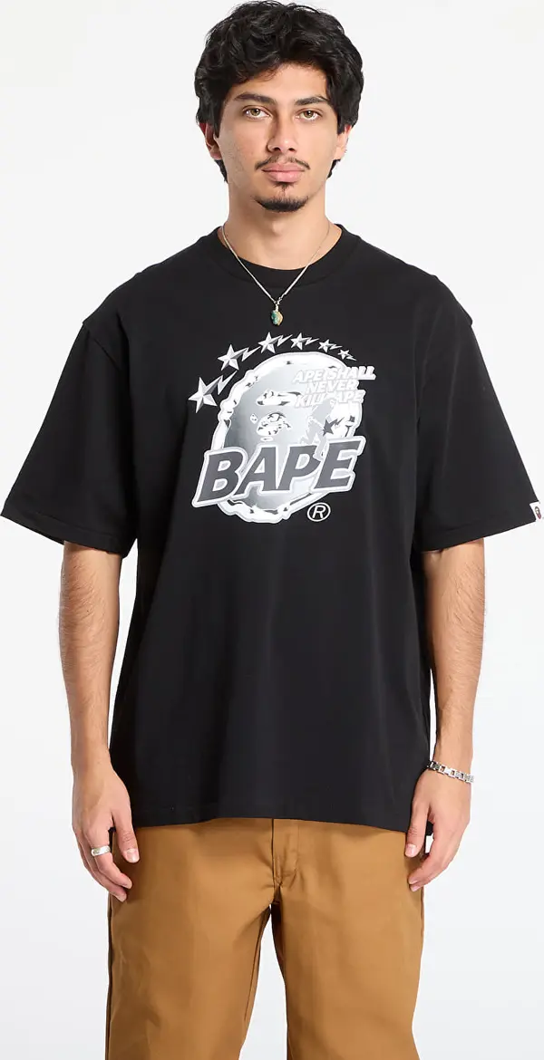 A BATHING APE Majice A BATHING APE Metal Ape Head Relaxed Fit Tee Black XL