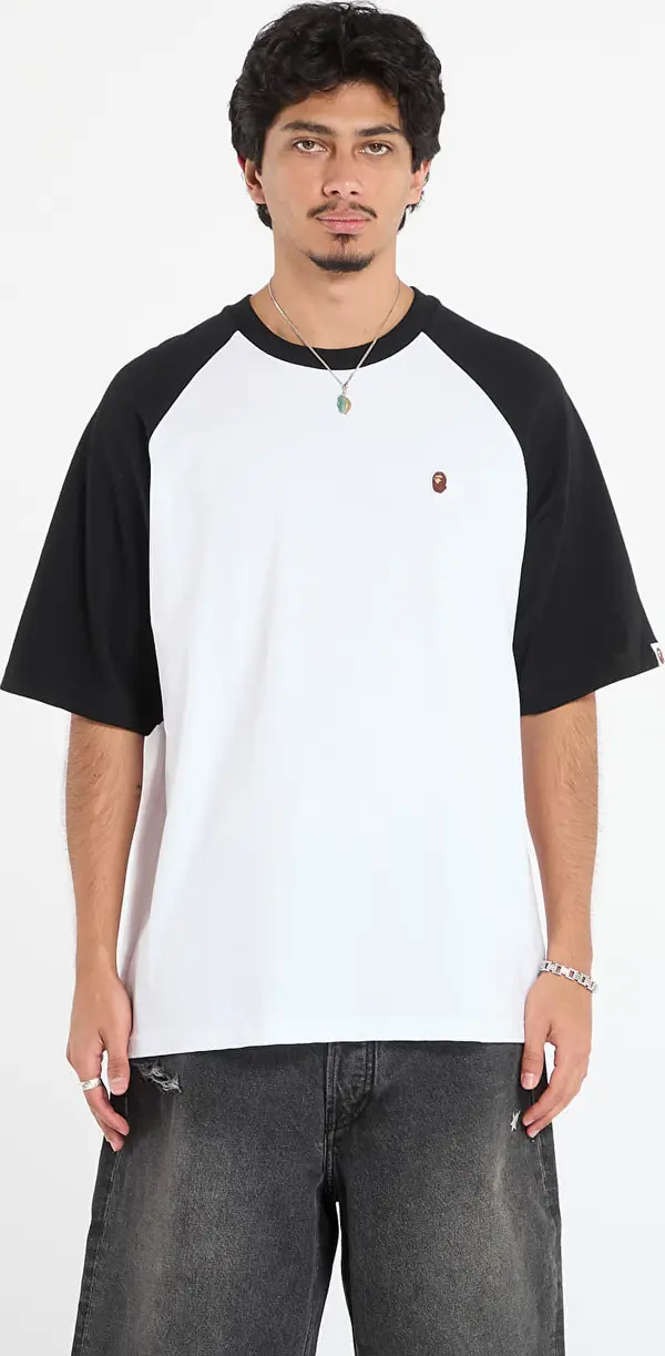 A BATHING APE Majice A BATHING APE One Point Relaxed Fit Raglan Tee White XL