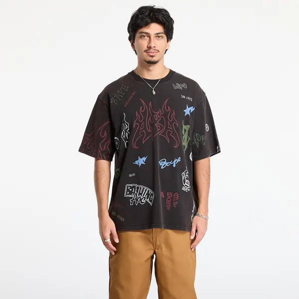 A BATHING APE Majice A BATHING APE Overall Print Relaxed Fit Tee Black S