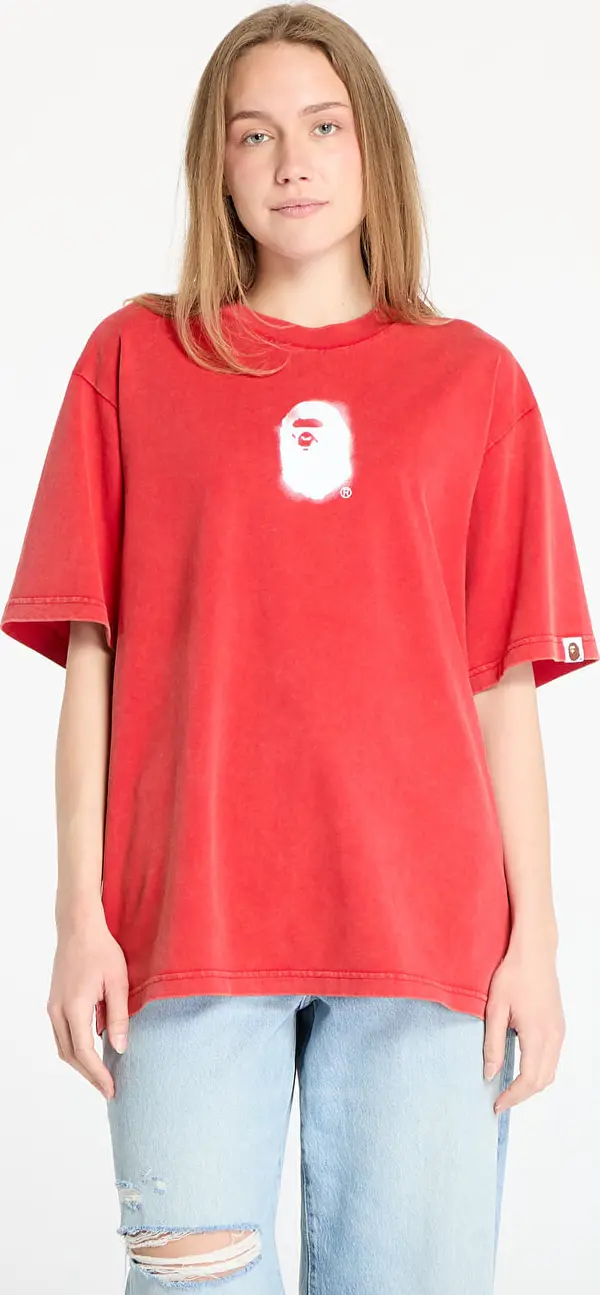 A BATHING APE Majice A BATHING APE Pigment Print Ape Head Relaxed Fit Tee UNISEX Red XXL