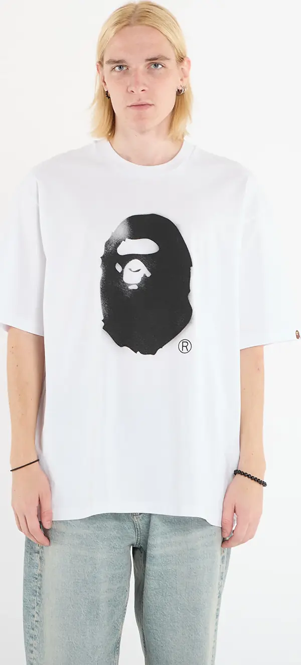 A BATHING APE Majice A BATHING APE Spray Print Ape Head Relaxed Fit Tee 2 White S