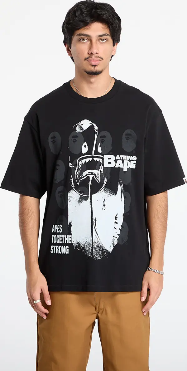 A BATHING APE Majice A BATHING APE Spray Print Multi Logo Relaxed Fit Tee Black S