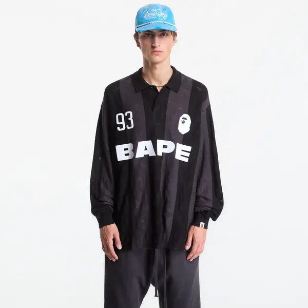 A BATHING APE Majice A Bathing Ape Sta Stripe Pattern Jacquard Multi Logo Relaxed Fit Ls Tee UNISEX Black L