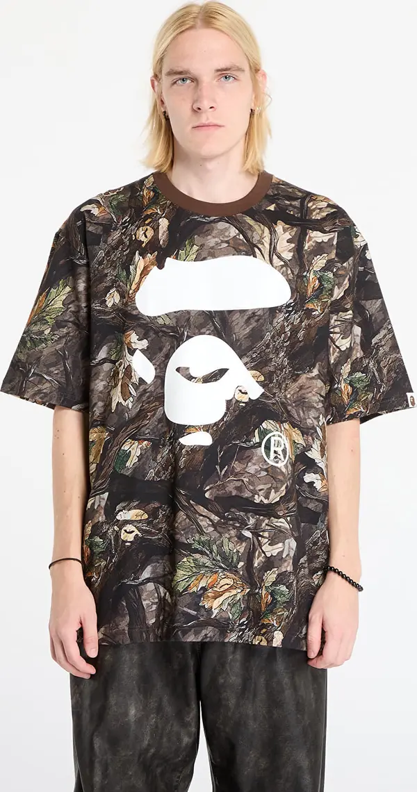 A BATHING APE Majice A BATHING APE Tree Edge Camo Ape Face Relaxed Fit Tee UNISEX Brown M