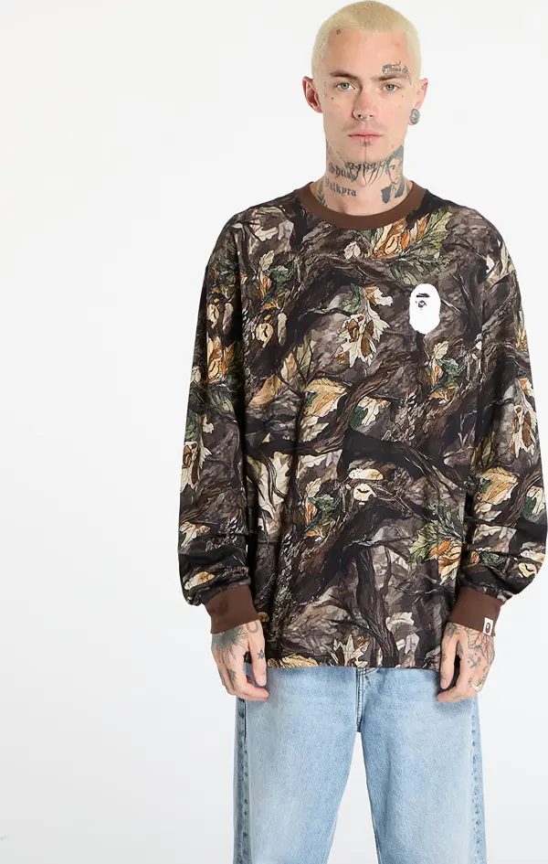 A BATHING APE Majice A BATHING APE Tree Edge Camo Relaxed Fit Ls Tee UNISEX Brown XL