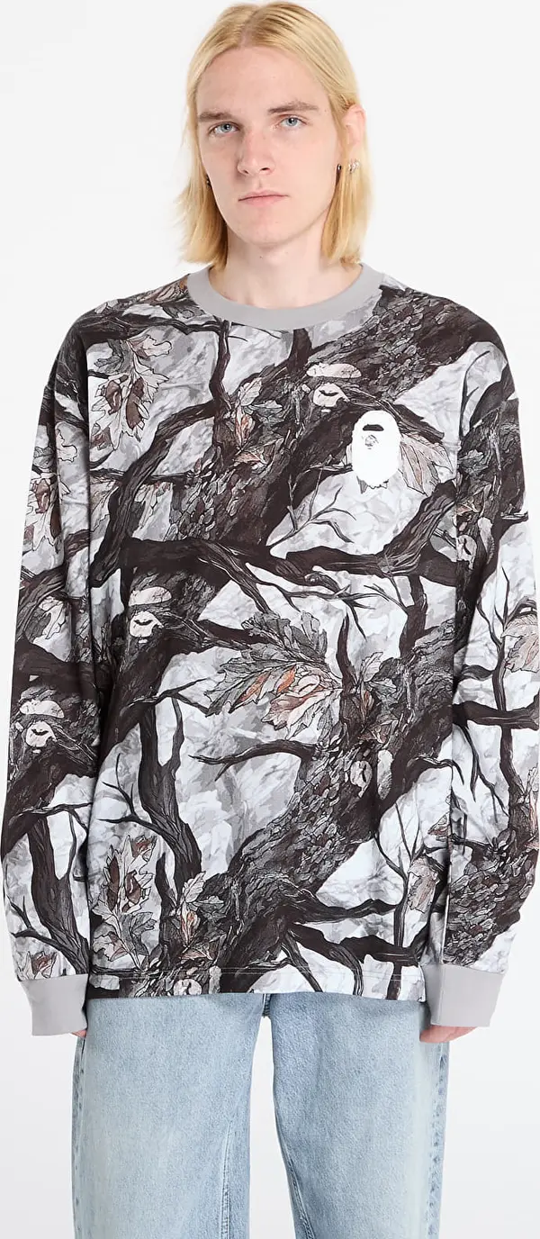 A BATHING APE Majice A BATHING APE Tree Edge Camo Relaxed Fit Ls Tee UNISEX White XL