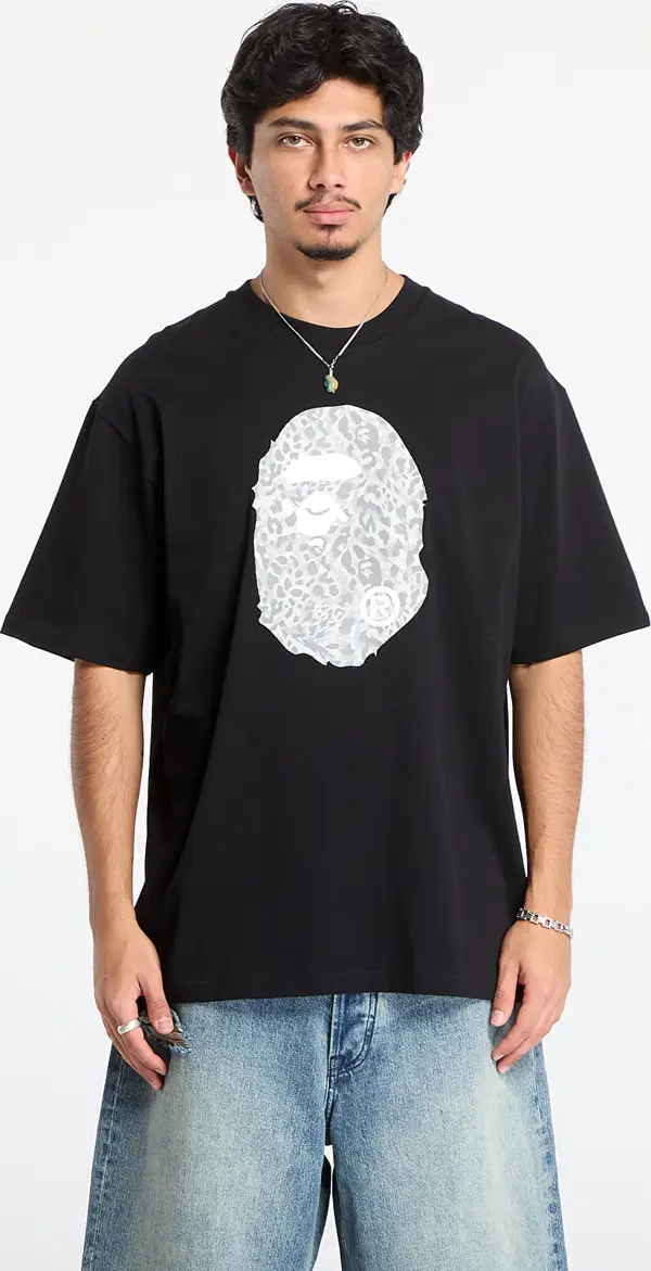 A BATHING APE Majice A BATHING APE Wild Leopard Pattern Ape Head Relaxed Fit Tee Black XXL