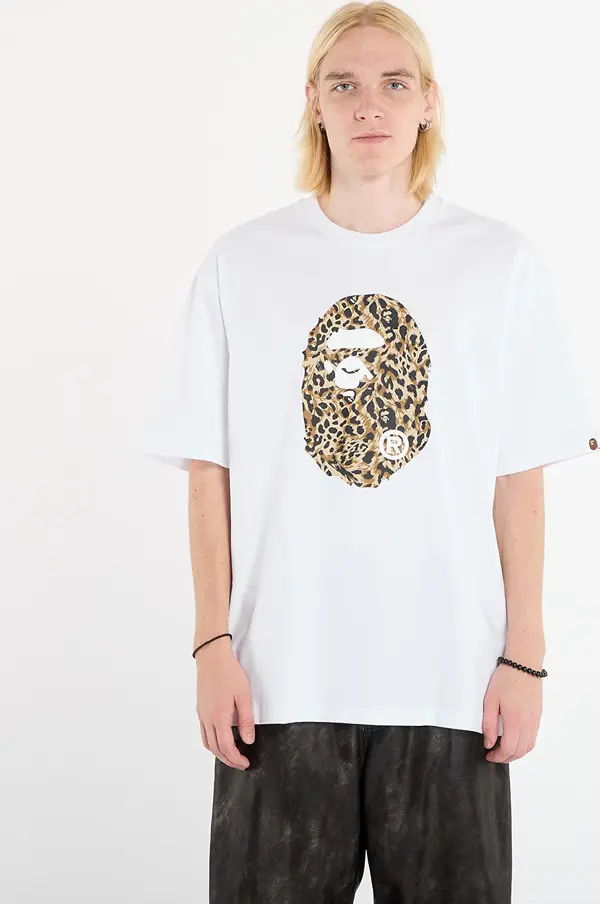 A BATHING APE Majice A BATHING APE Wild Leopard Pattern Ape Head Relaxed Fit Tee White XL
