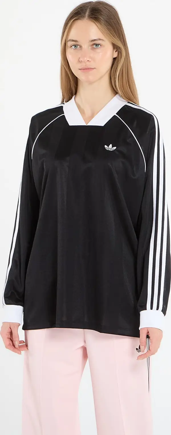 adidas Originals Majice adidas 3-Stripes Jacquard Long Sleeve Long-Sleeve Top Black M