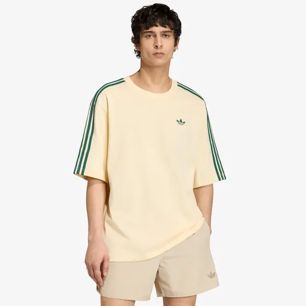 adidas Originals Majice adidas Adicolor 3-Stripes Oversized T-Shirt Warm Vanilla/ Collegiate Green M