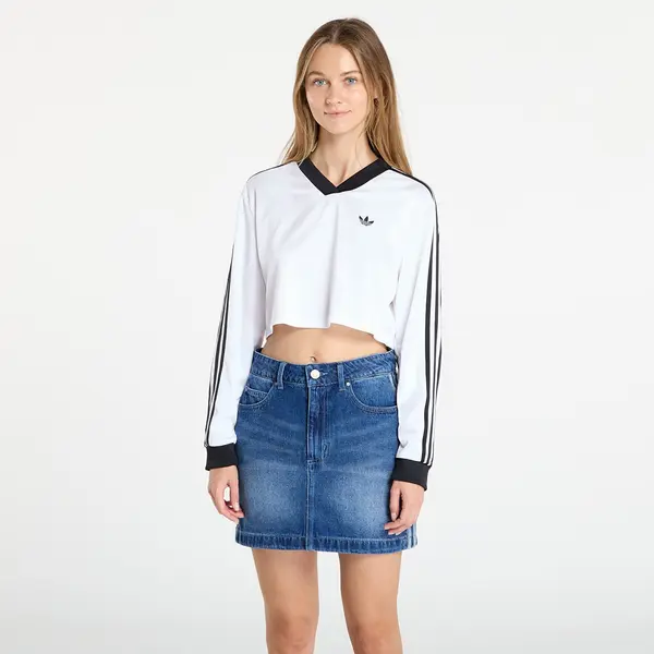 adidas Originals Majice adidas Adicolor Football Jacquard Crop Long-Sleeve Top White L