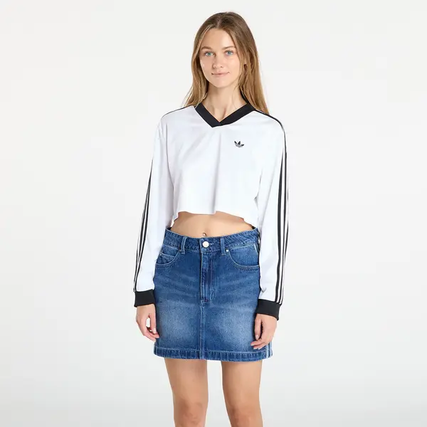 adidas Originals Majice adidas Adicolor Football Jacquard Crop Long-Sleeve Top White XS