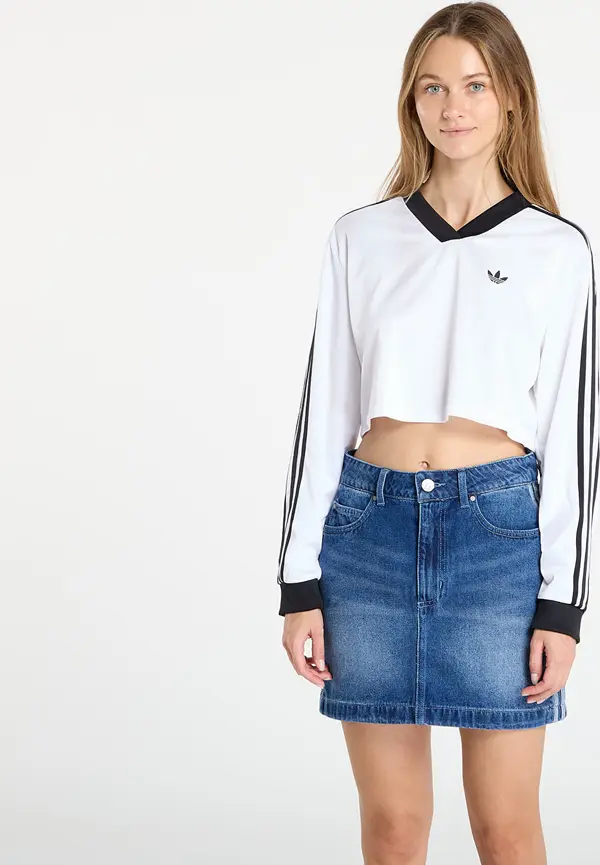 adidas Originals Majice adidas Adicolor Football Jacquard Crop Long-Sleeve Top White XS
