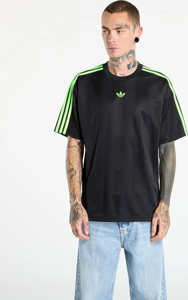 adidas Originals Majice adidas Adicolor Jacquard Jersey Black / Signal Green XL